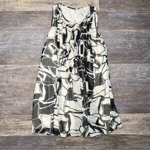 Max & Cleo beige and black pleated chiffon knee length dress size small S B195